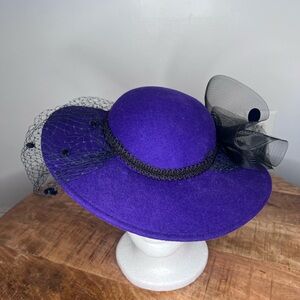 Elegant Purple Women's Hat with Black Accents